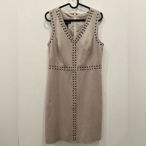 INC FAUX SUEDE DRESS stud embellishment Size 6 office career neutral day to nigh